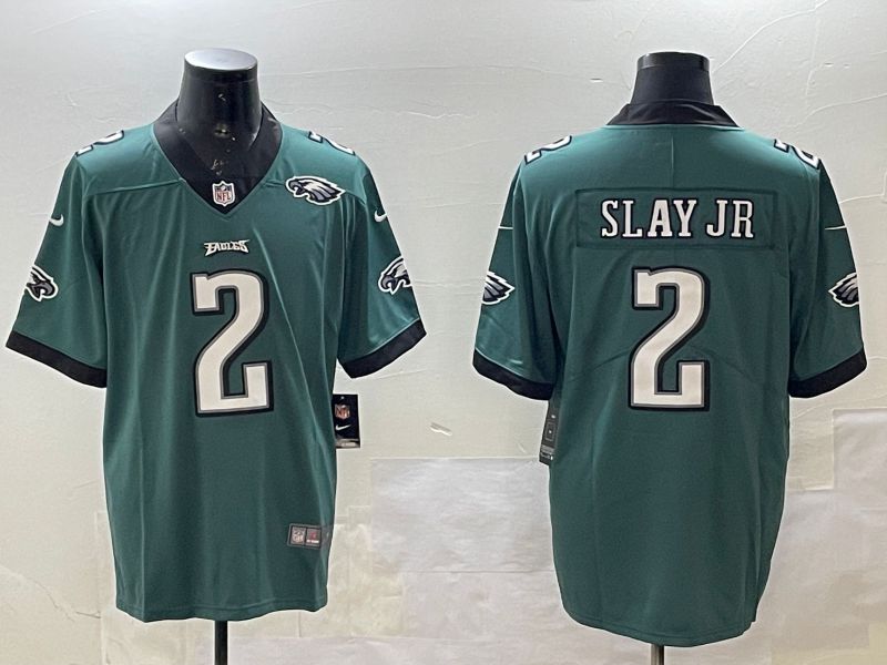 Men Philadelphia Eagles #2 Slay jr Green 2025 Nike Vapor Limited NFL Jersey style 4